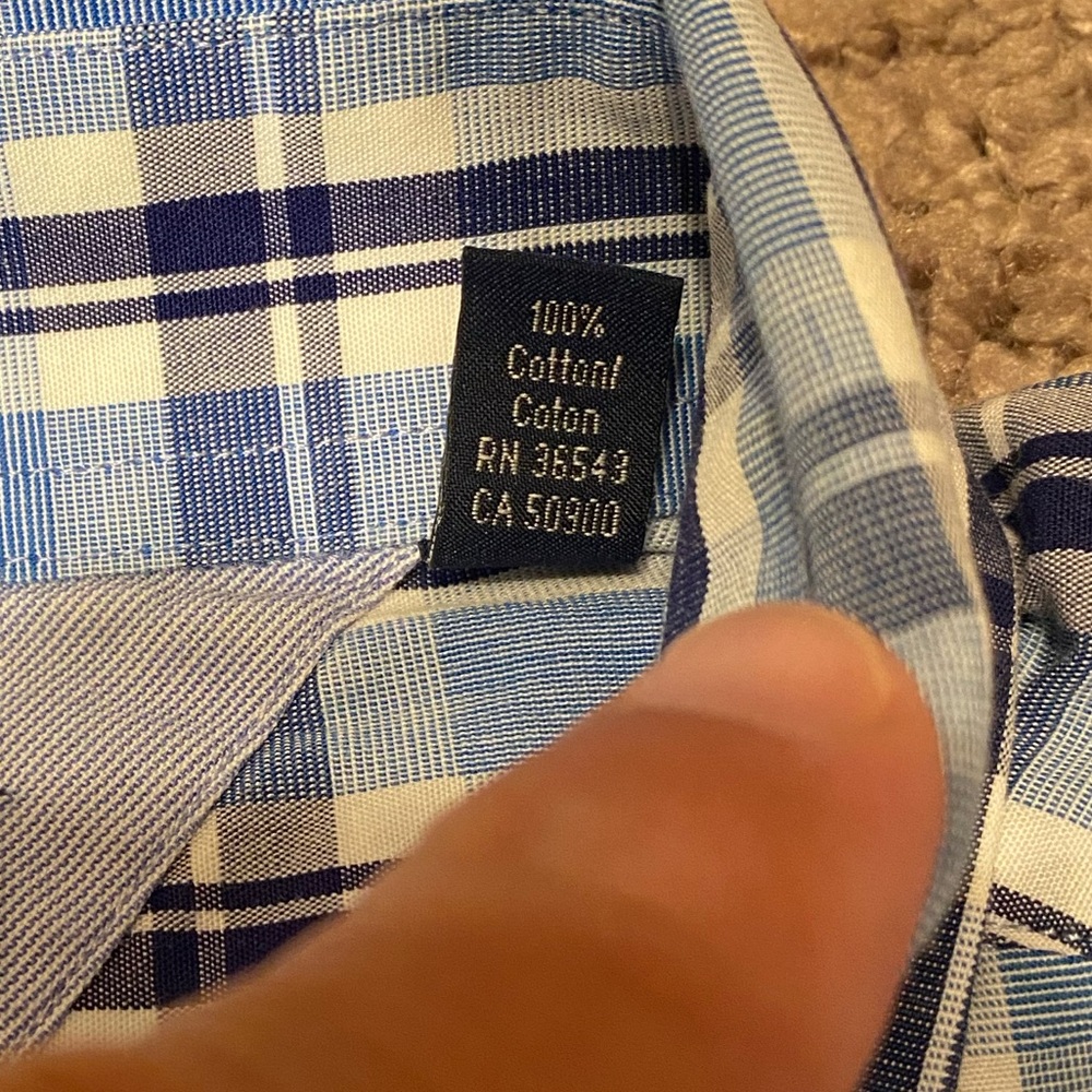 Tommy Hilfiger Adult Mens Size 15.5 Button Up Down Cotton Blue Dress Shirt - Picture 5 of 10